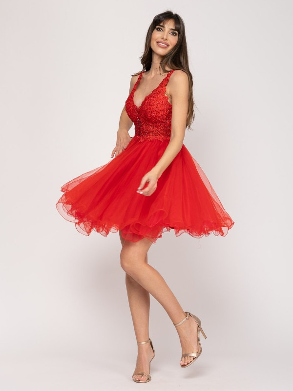 Vestido 8901 rojo- Boutique Felicidad